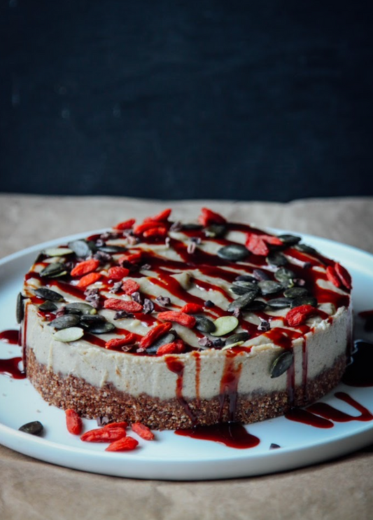 Raw Coffee Cream Cake with Chocolate Crust
