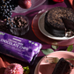 Organic dark chocolate chips with rich chocolate cake and dessert table setting