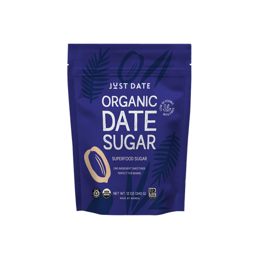 Just Date Organic Date Sugar package on a white background